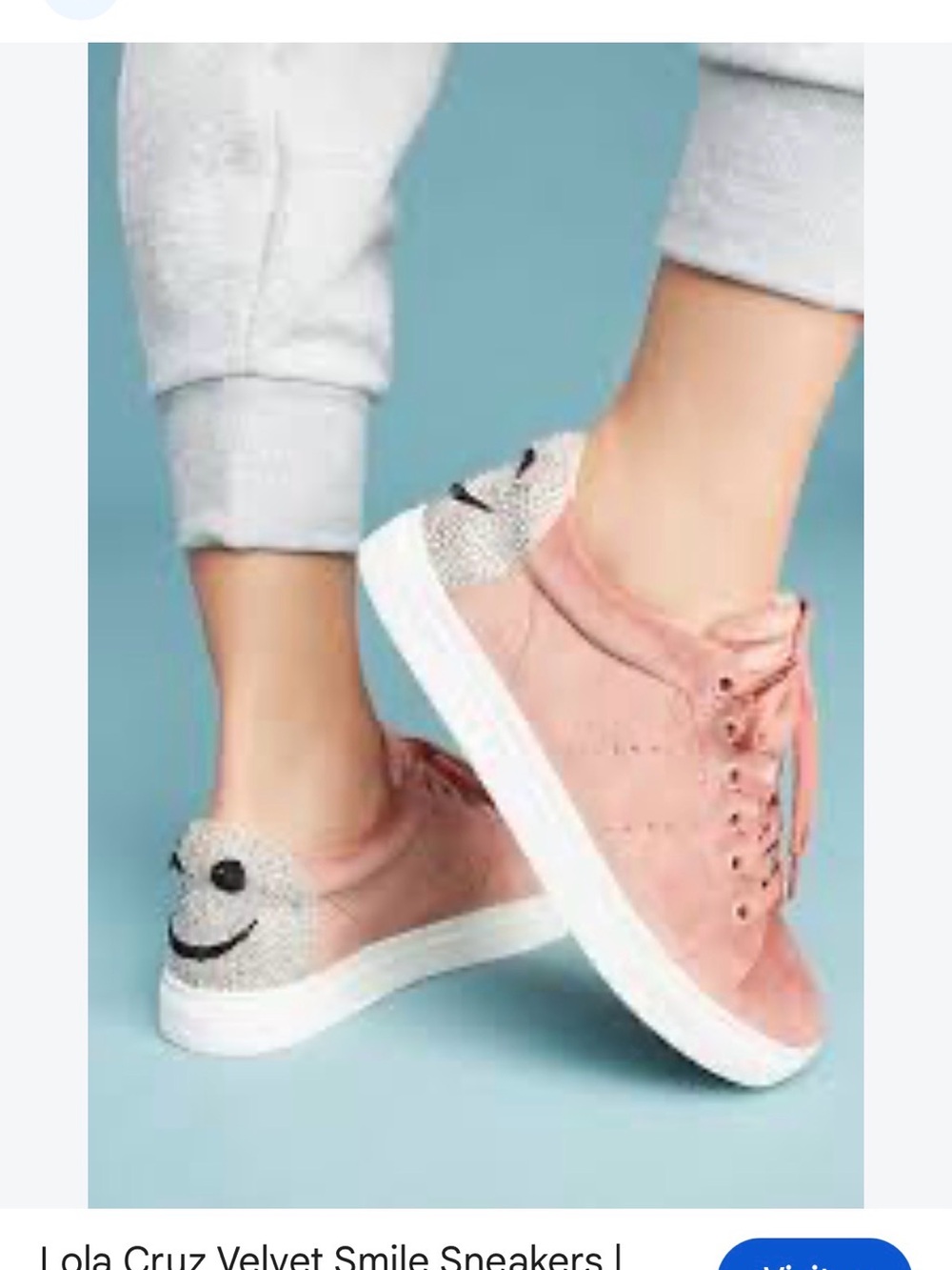 Lola Cruz Pink Velvet Smile Sneakers